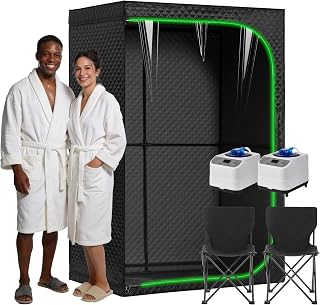 UNANEST Portable Steam Sauna Tent for Home, Full Body Relaxation, Fast Heating, Foldable Indoor Sauna (Double Square, Polyester + PVC)