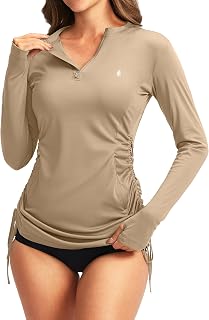 Soothfeel レディース 長袖 UV 日焼け防止 ラッシュガード シャツ UPF 50+ スイムシャツ スイムスーツ トップス 女性用 ジップポケット付き