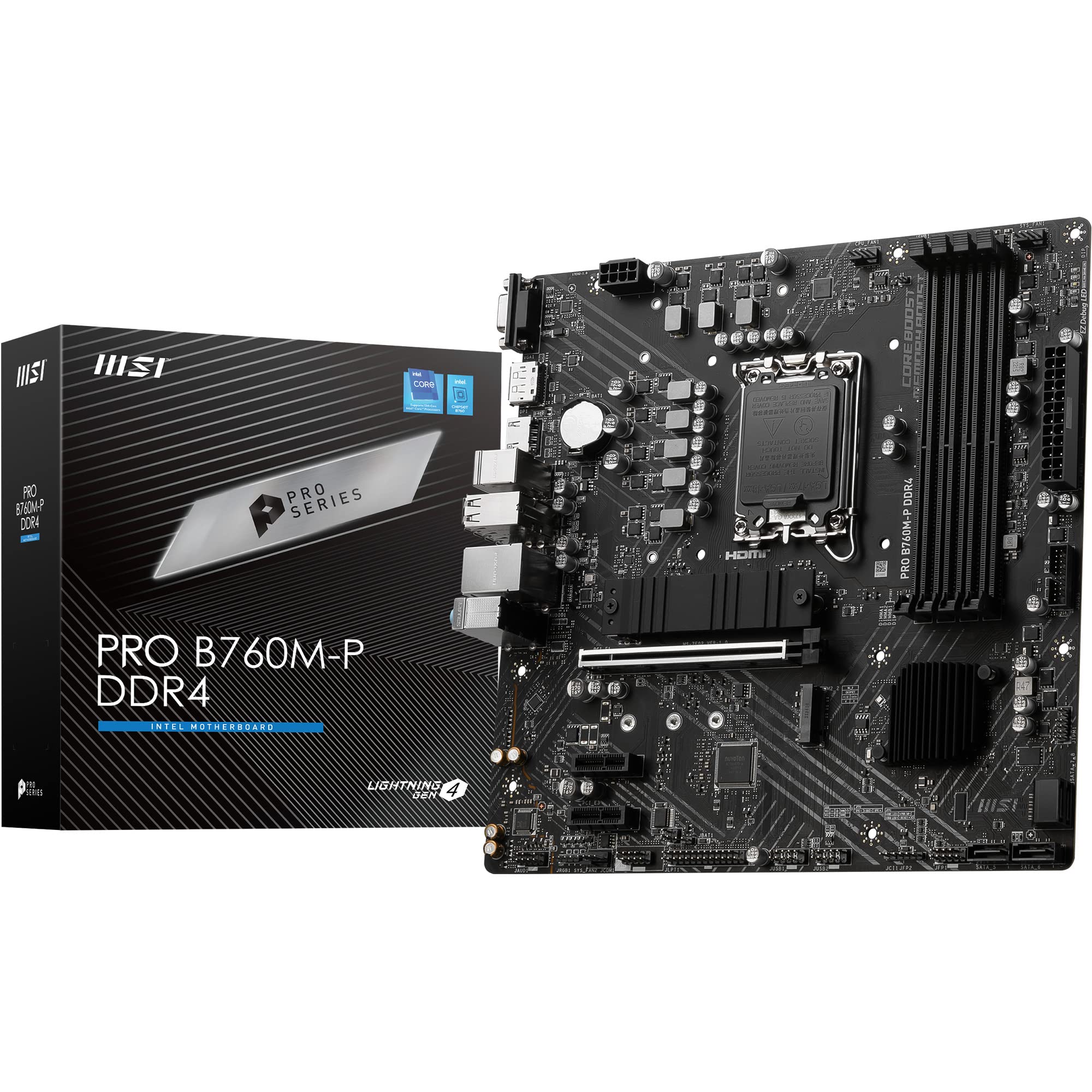 MSI PRO B760M-P DDR4 Motherboard, Micro-ATX - Supports Intel 14th, 13th & 12th G