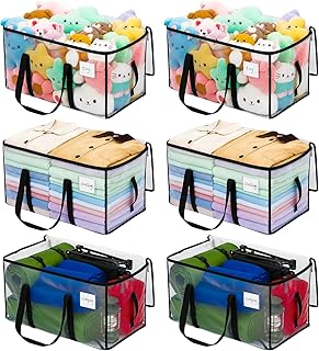 Dntorx 6 Pack 90L Moving Bags Heavy Duty Moving Boxes Dorm Storage Bag | Moving Essential PP Waterproof Clear Packing Box, Sturdy Handles and Zip, 150 lb Load, Ideal for Moving, Dorms, Home Storage