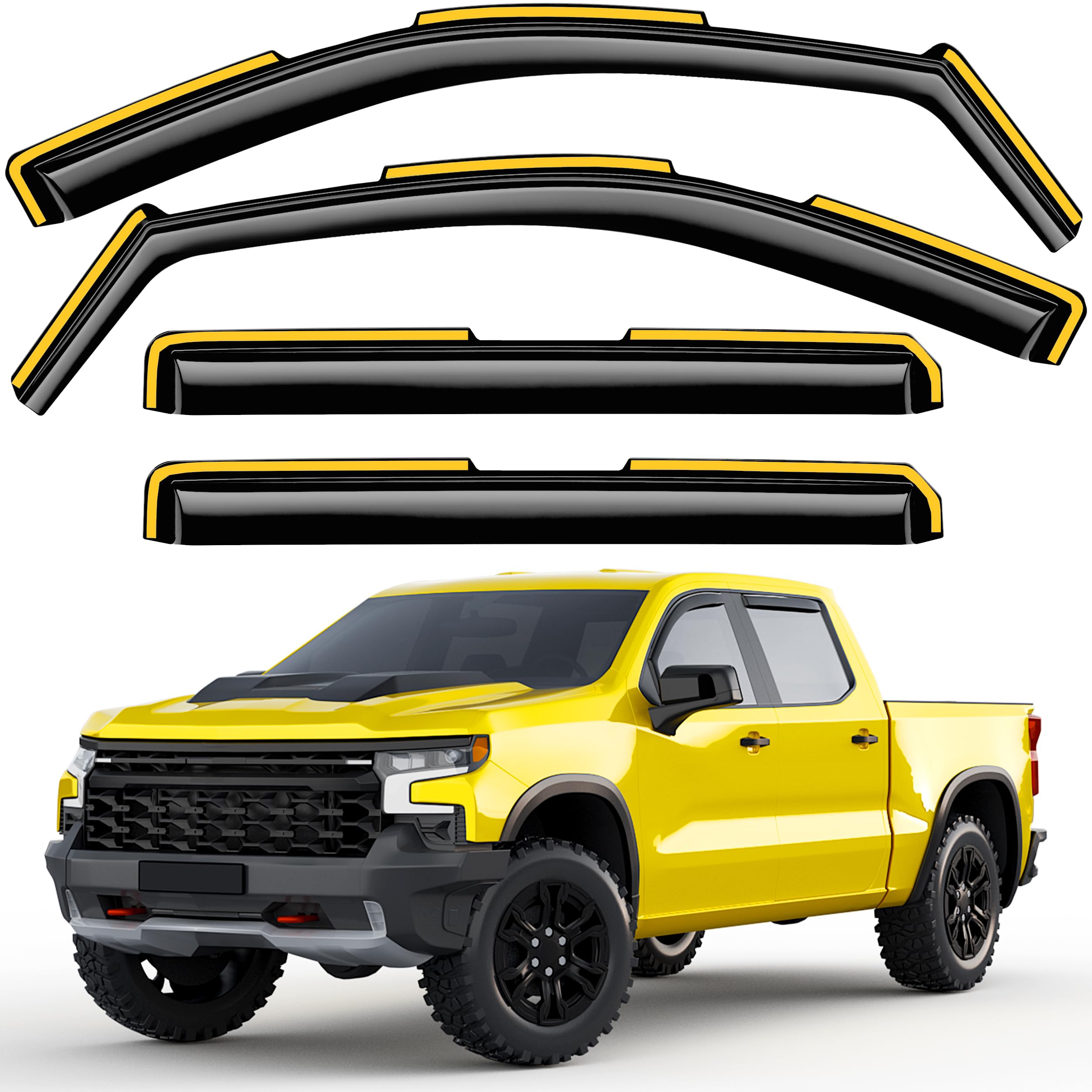 Deejecsun in-Channel Extra Durable Window Rain Guards for Chevy Silverado/GMC Si