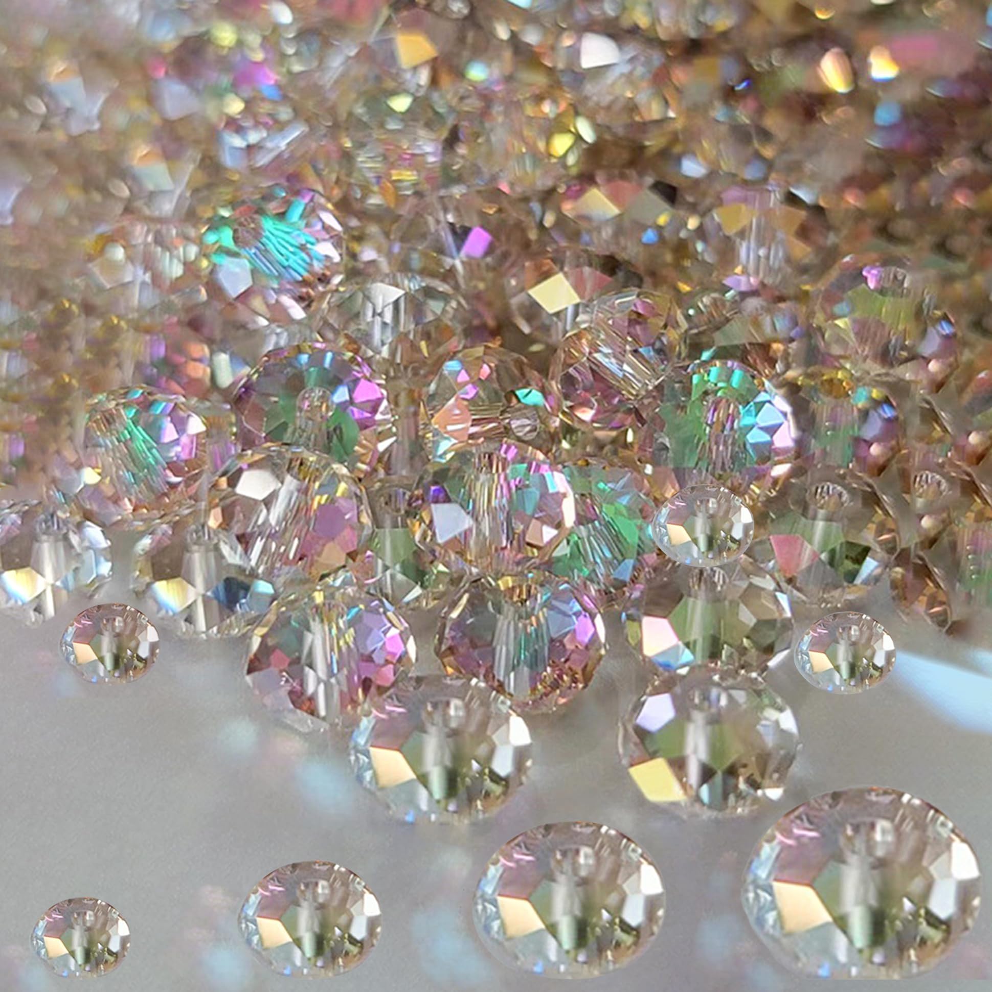 Laopottbeads 800Pcs 4/6/8/10mm Crystal Glass Beads for Jewelry Making Beads for 