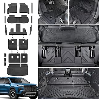 JOULARISE Floor Mats for Chevy Traverse &amp; GMC Acadia 2024-2027 7 Seats | Also for Buick Enclave 25-27, Full Protection with Cargo Mat &amp; 2nd Row Kick Mats, All Weather TPE Traverse Accessories