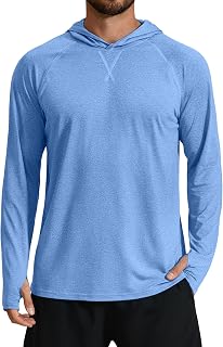 COOFANDY Camiseta de pesca UPF 50+ para hombre, ligera, de secado rápido, protección solar UV, con capucha, manga larga, SPF para senderismo, correr, protección contra erupciones