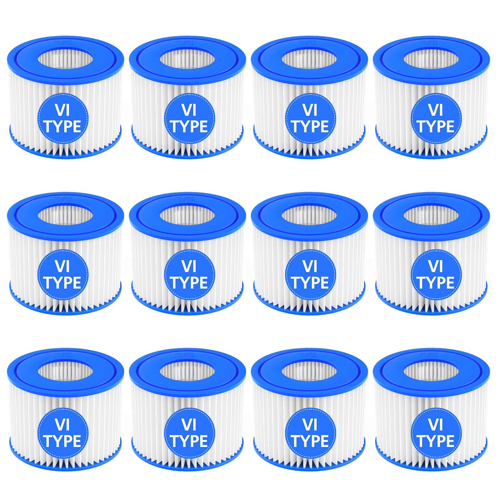 SORSWEET 12 Pack Type VI Hot Tub Filter Cartridge Compatible with Lay-Z-Spa, Col