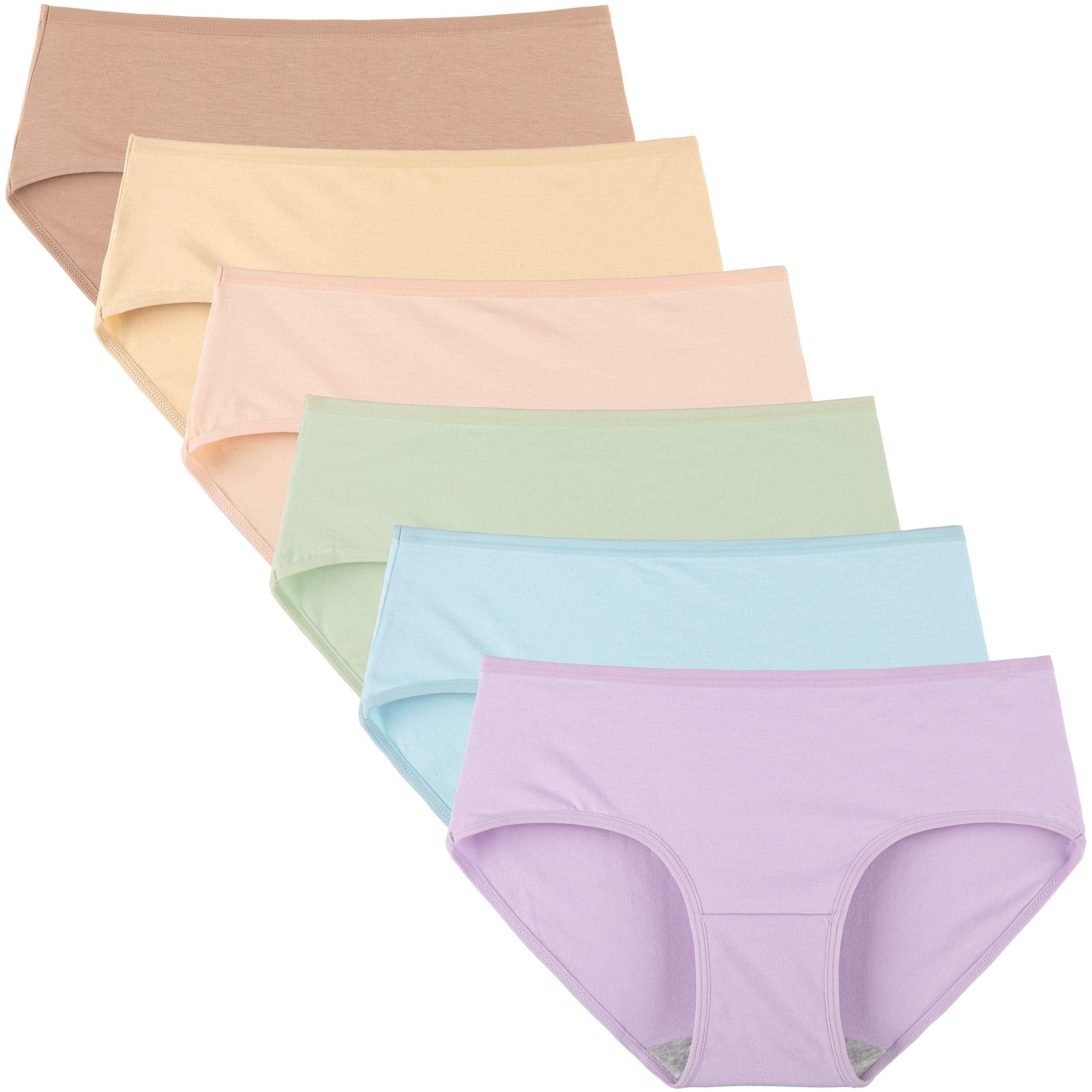 INNERSY Women's Mid Rise Tagless Plain Color Full Coverage Cotton Hipster Pantie