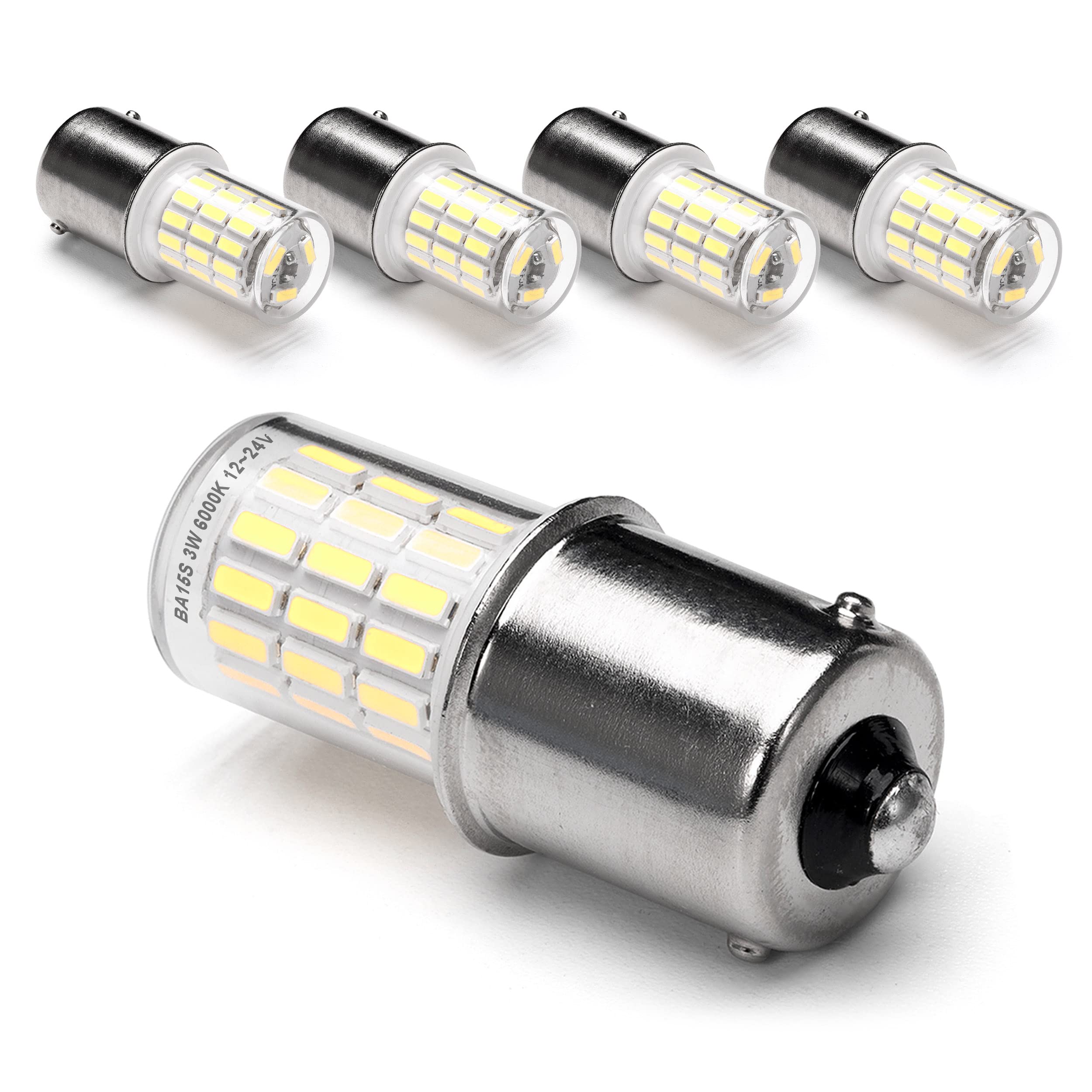 12 Volt BA15S Led Bulbs,1156 1141 6000k Daylight White,DC Bayonet Single Contact