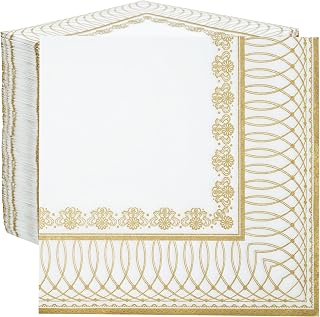 Table Fun 100 x Soft Disposable Gold Paper Napkins | 2ply 33cm | Gold Paper Serviettes | Elegant Disposable Napkins for Weddings, Anniversaries, Christmas Parties, British Brand -Made in the EU