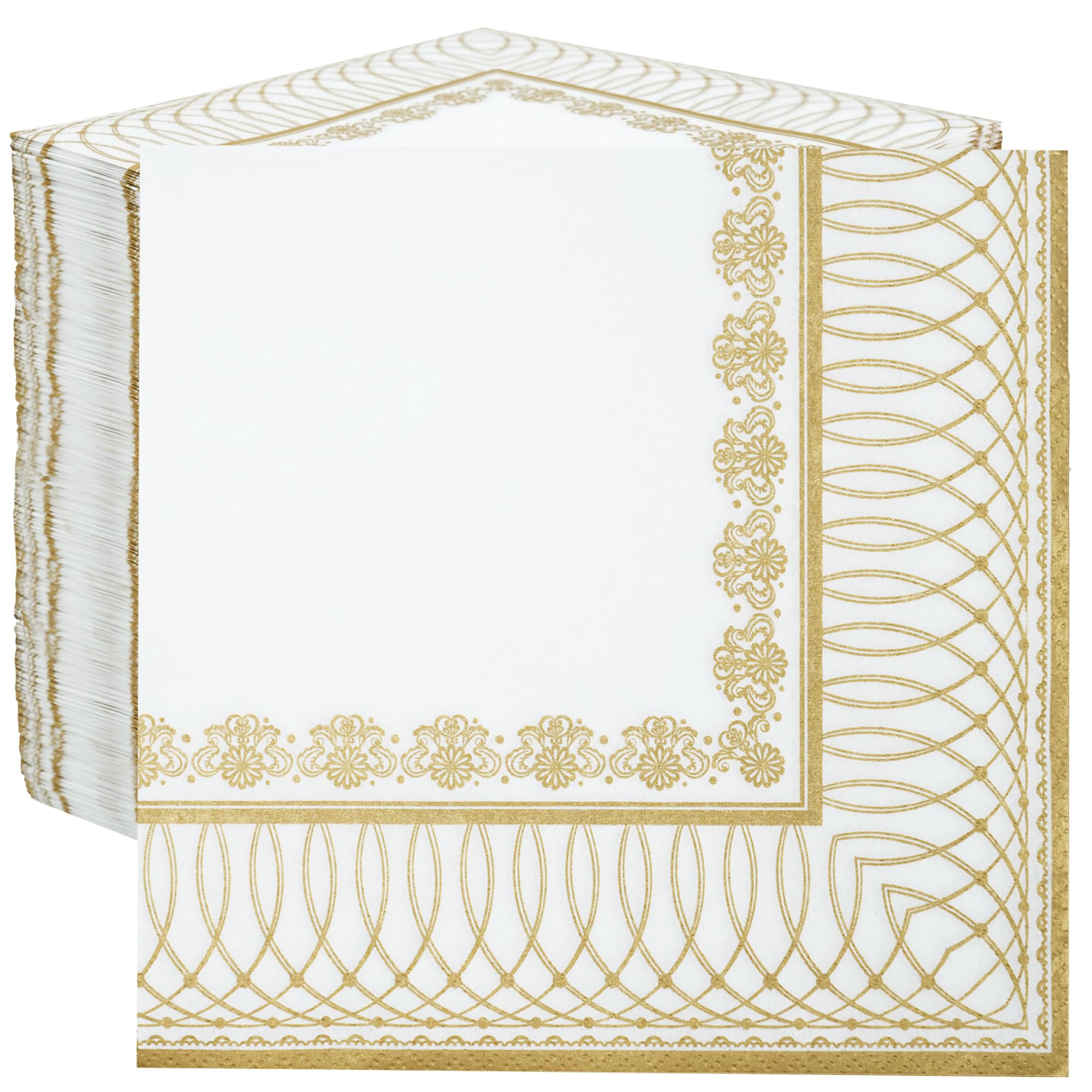Table Fun 100 x Soft Disposable Gold Paper Napkins | 2ply 33cm | Gold Paper Serv