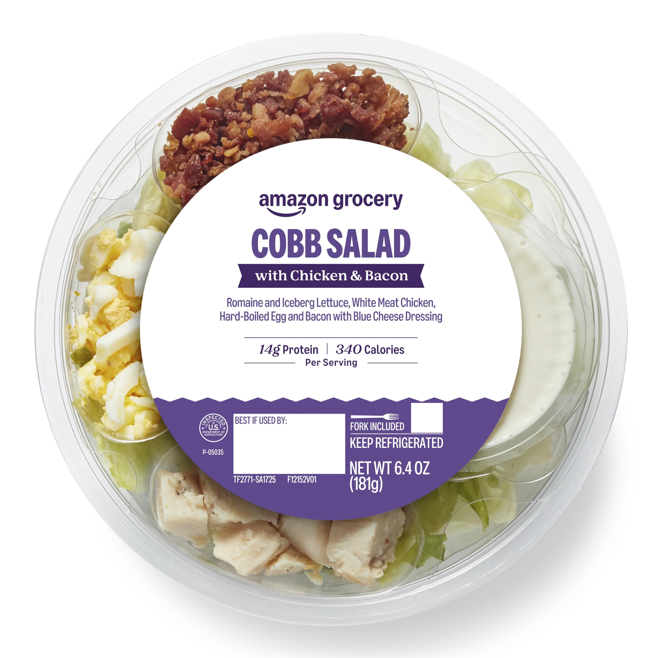 Amazon Grocery, Cobb Salad, with Chicken & Bacon, 6.4 Oz (Previously Amazon Fres