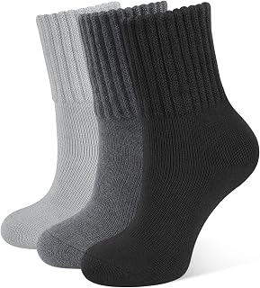 CLOSEMATE 3 Pairs Thermal Socks Women Winter Seamless Cold Extreme Warm Thick Cotton White Black Grey Brown Beige