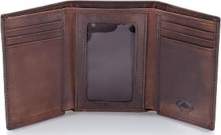 Stealth Mode Trifold Leather Wallet for Men with RFID Blocking (Brown)