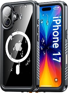 Oterkin Waterproof Case for iPhone 17 Case Compatible with MagSafe, Full Body Rugged iPhone 17 Phone Case with Built-in HD Screen & Lens Protector [15FT Military] iPhone 17 6.3'' 2025 Case (Black)