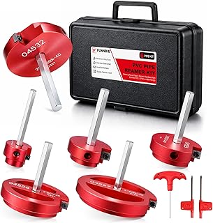 FUNNBIE 6Pcs PVC Pipe Reamer Kit, Durable Aluminum PVC Fitting Saver | Sch.40 CPVC, ABS, Lightweight, Socket Hub Saver Includes 3/4", 1", 1-1/2", 2", 3", 4", Plumbing Tool Fits Standard 1/2" Drill