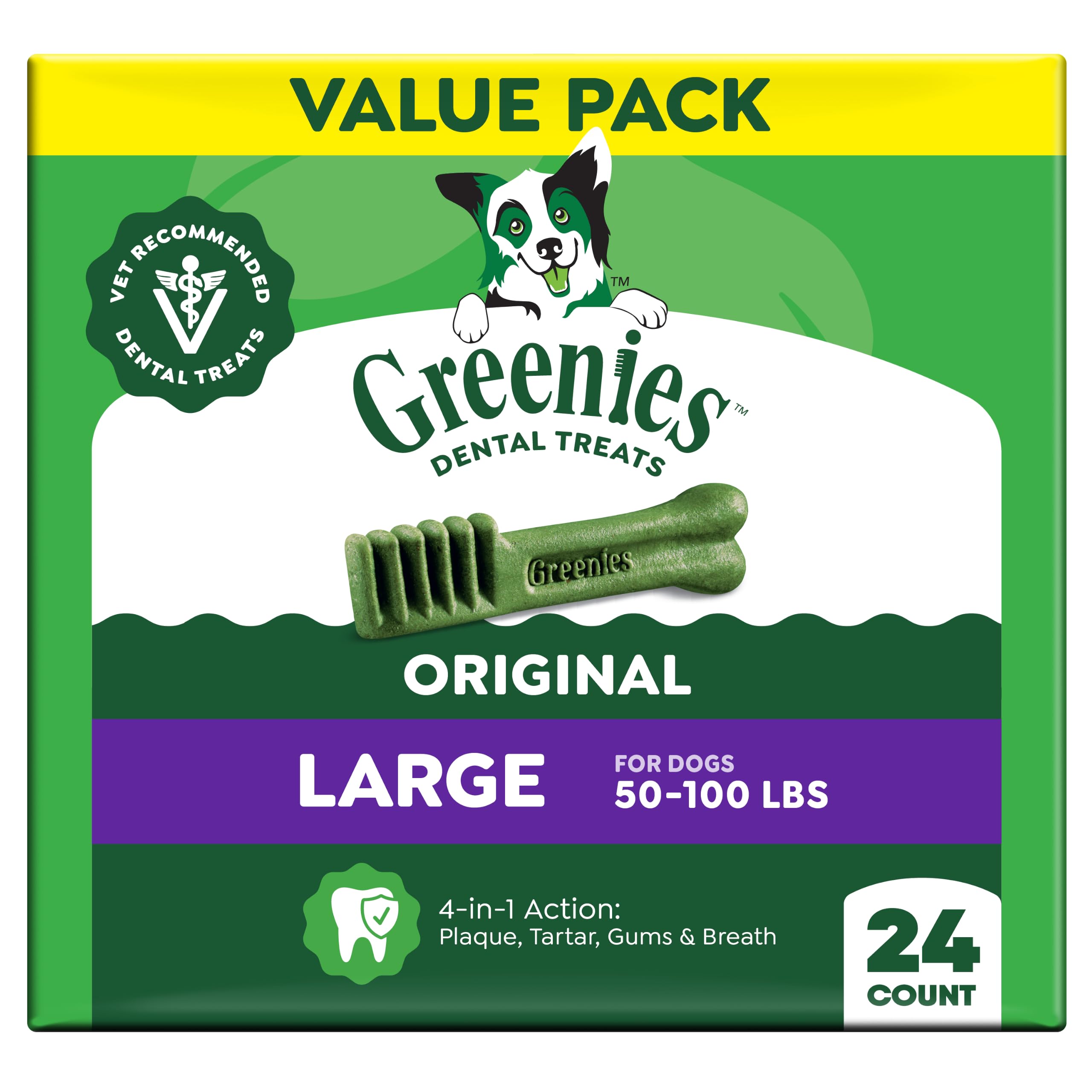 Greenies Large Natural Dental Dog Treats, Original Flavor, 24 Count | Veterinari