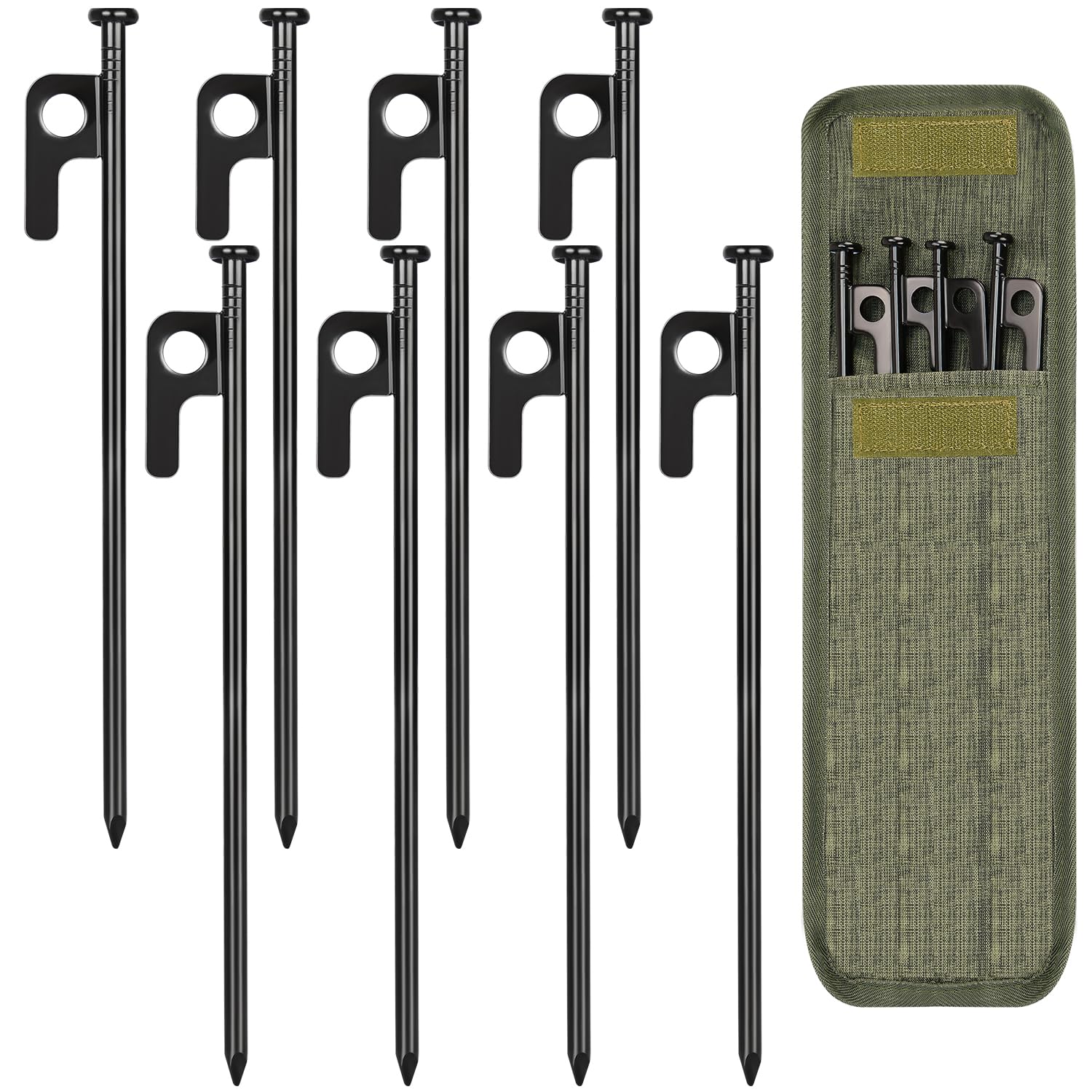8/16/32 Pack Tent Stakes, 8/12/16 Inch with Storage Bag, Forged Steel Tent Stake