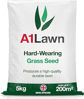 A1 Lawn Hard Wearing Grass Seed, Fast Growing, Pet & Child Friendly | 5kg, DEFRA Certified, Ryegrass & Fescue Mix, Hard-Wearing, Fast Germination, For New Lawns & Overseeding