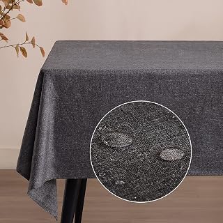 テーブルクロス リネン 布 防水 おしゃれ 無地 長方形 -ダークグレー120x120cm