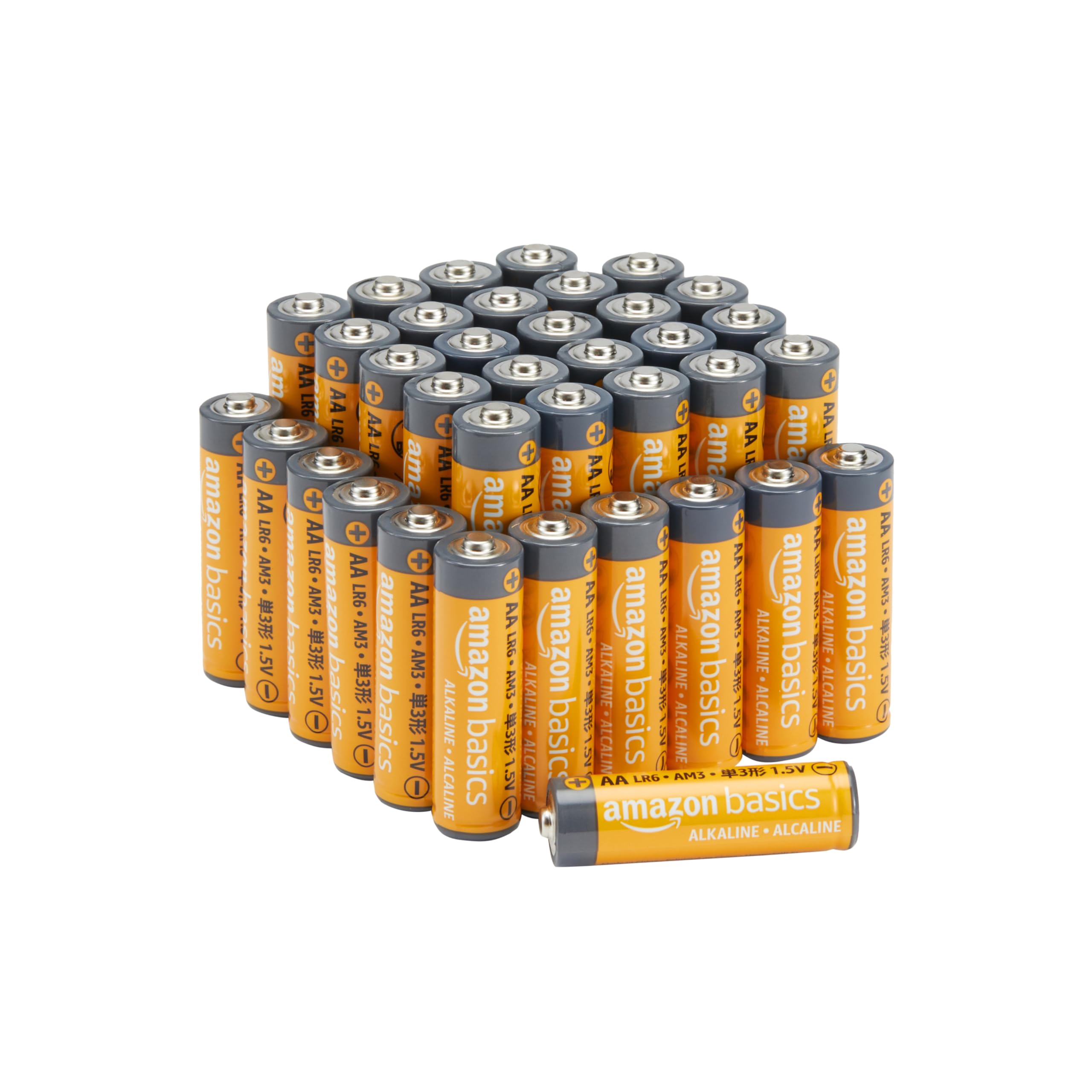 Amazon Basics - Pack of 36 AA high performance alkaline batteries, 1.5 volts, 10