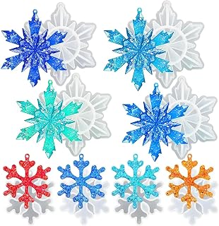 ZQYSING Resin Snowflake Molds, Set of 8 Sizes Snowflake Casting Molds | Snowflake Silicone Mold for Epoxy Resin Casting, DIY Christmas Ornament, Jewelry Pendant, Keychain &amp; Car Plaster Decoration