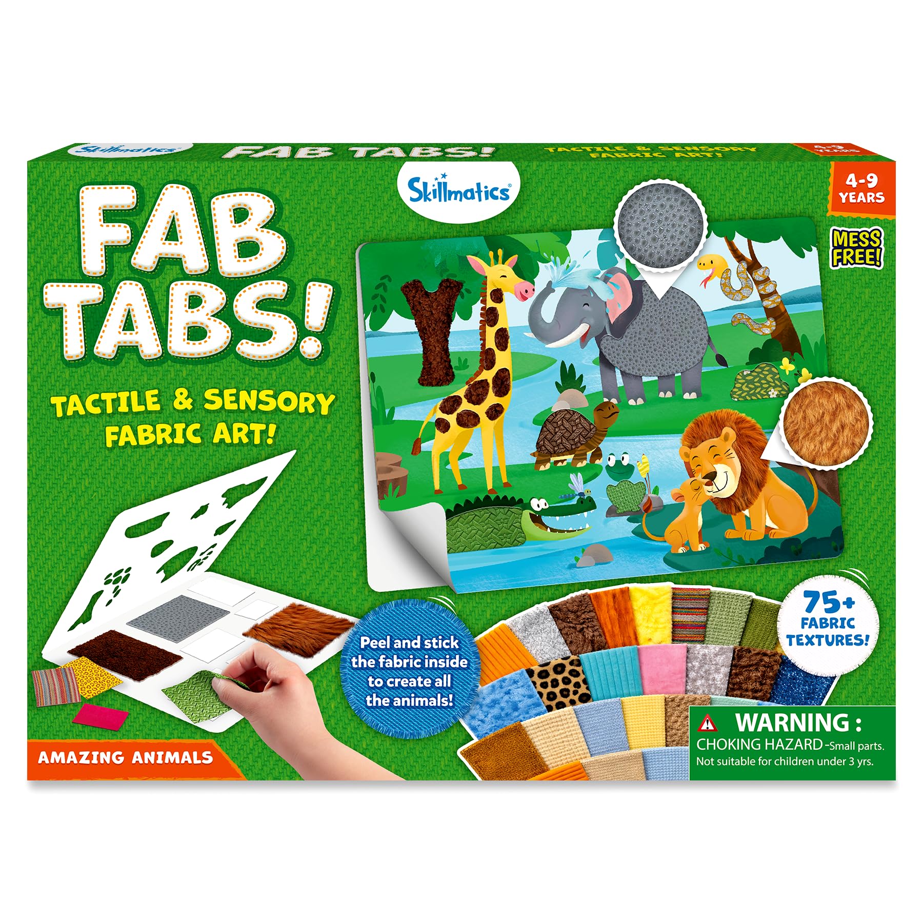 Skillmatics Fab Tabs – 3D &amp; Sensory Fabric Decorating Art Kit, Animals | Pee