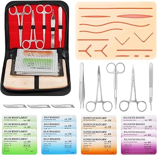 Suture Practice Kit - Complete Suturing Kit with Suture Training Pad, Threads & Tools, Educational Use Only