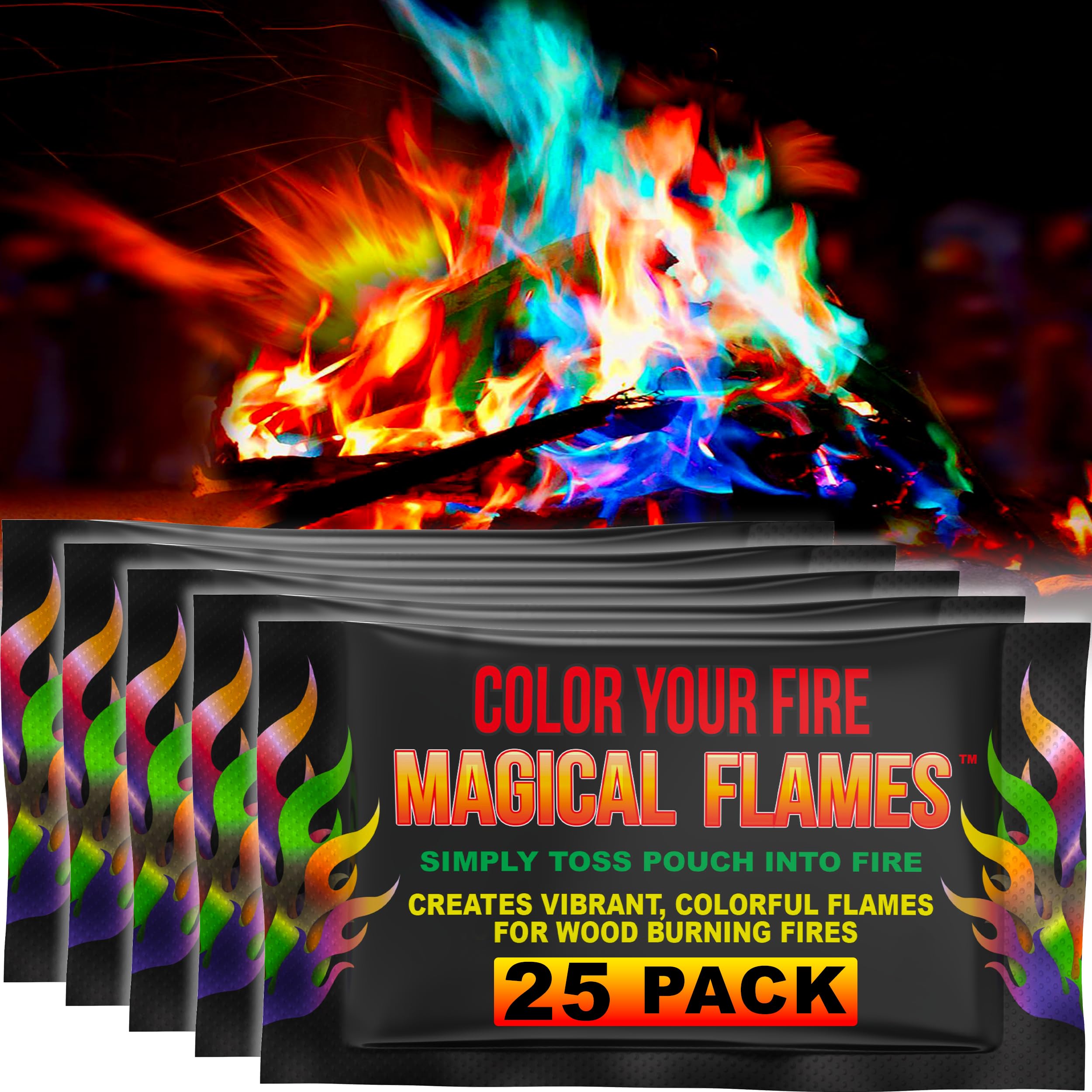 Magical Flames Fire Color Packets (25 Pack), Vibrant Multi-Color Fire for Fire P