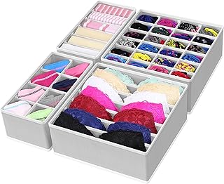 Simple Houseware 4-Pack Drawer Organizer Set for Underwear/Socks/Bra, Grey