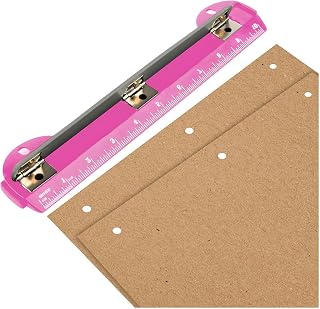 3 Hole Punch Portable for 3 Ring Binder, 5 Sheets, Pink, 10 Inch Ruler | 5 sheet capacity, letter-size for 3-ring binders