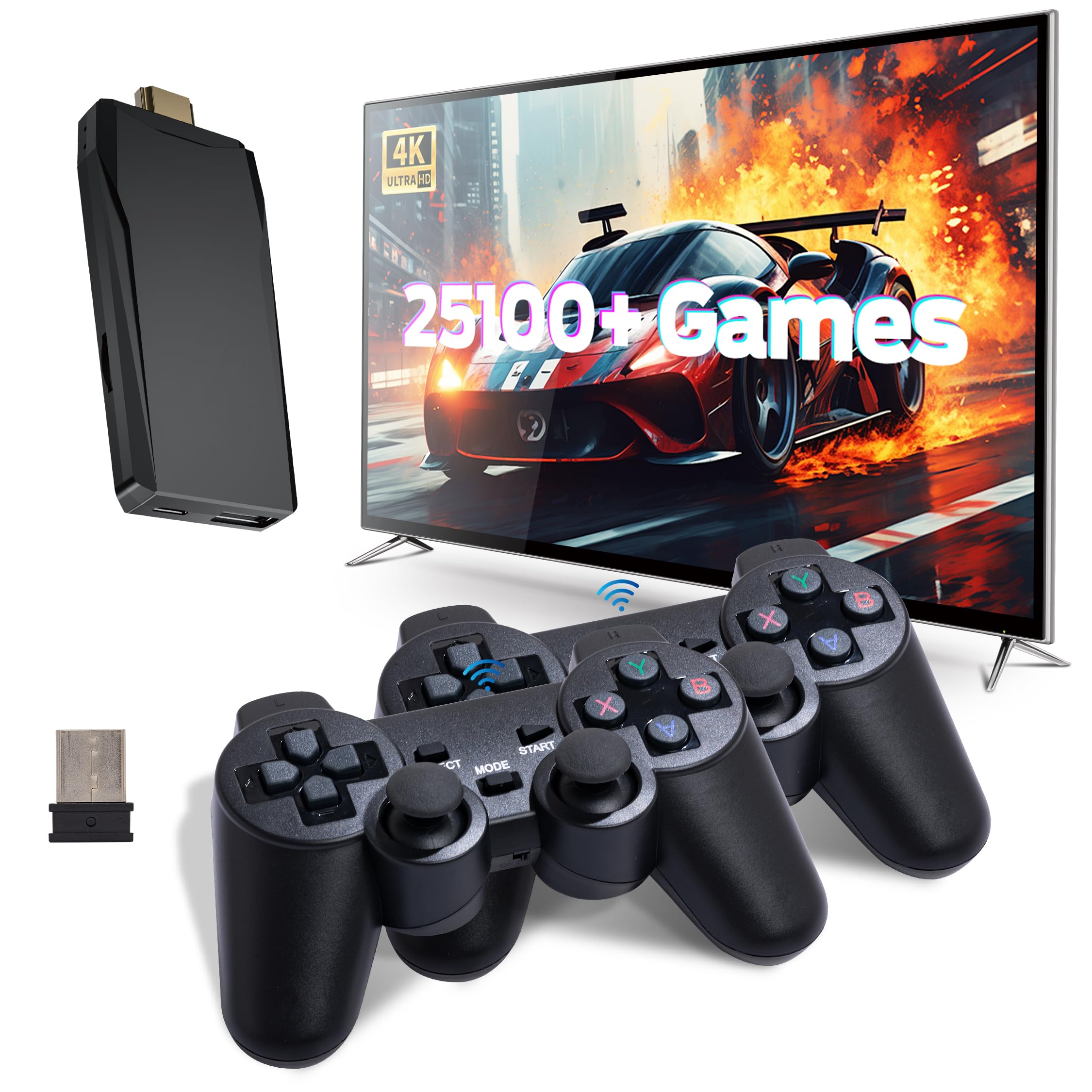 Retro Game Console, Wireless Retro Gaming Console with Built-in 9 Emulators, 251