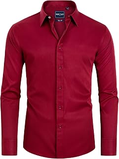 Alimens & Gentle Camicia da uomo antimacchia, vestibilità aderente, con