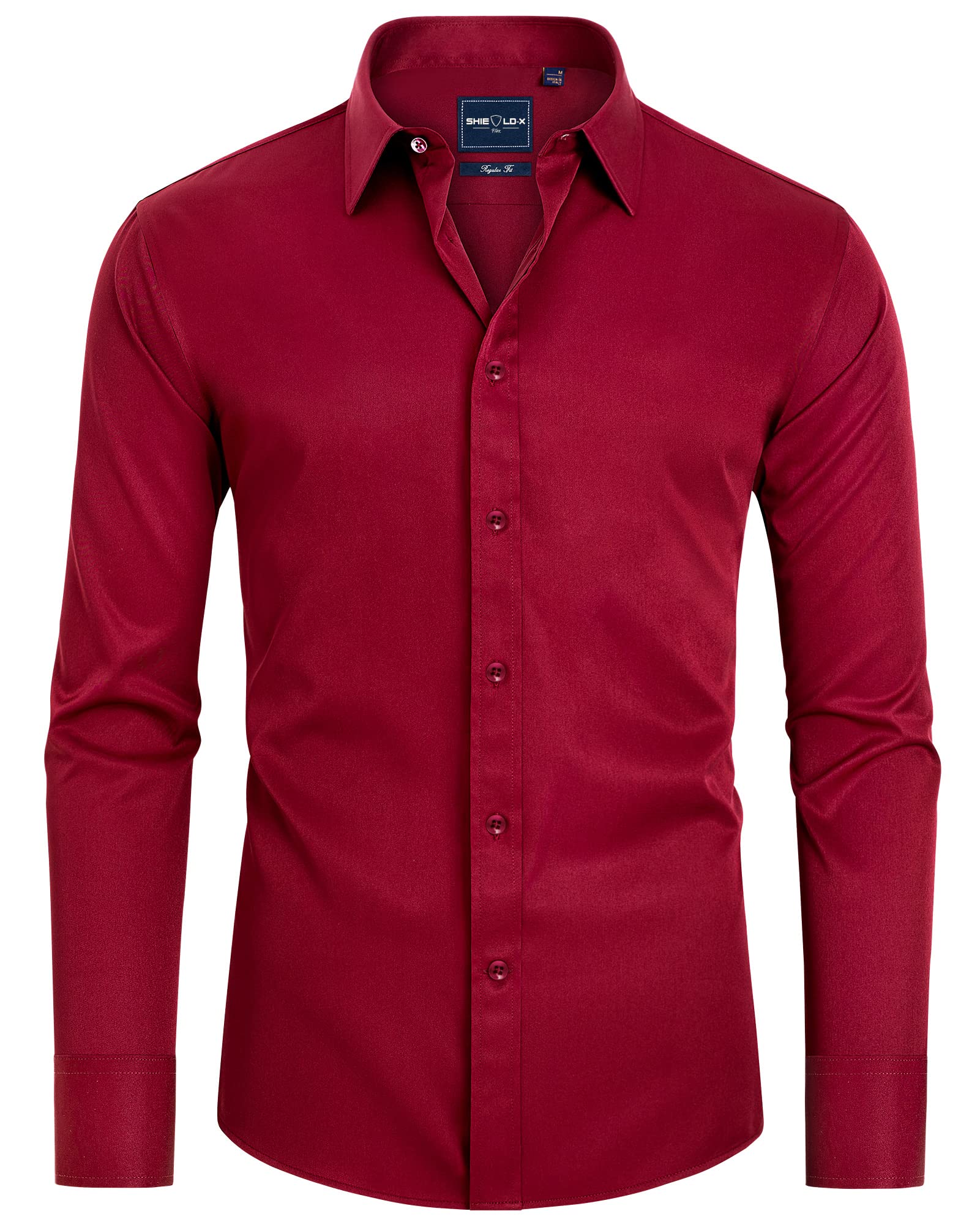 Alimens & Gentle Camicia da uomo antimacchia, vestibilità aderente, con