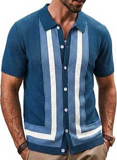 PJ PAUL JONES Mens Vintage Button Down Knitted Polo Shirt