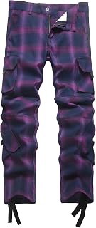 NOVOCCT Pantaloni cargo da uomo in tartan elasticizzati vestibilità comoda