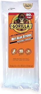 Gorilla Hot Glue Sticks, Clear, Full Size, 8" x 0.43", 20 Count | Safe for All Temperatures, Extended Working Time, Weather Resistant Formula, Ideal for Fabric and Crafts