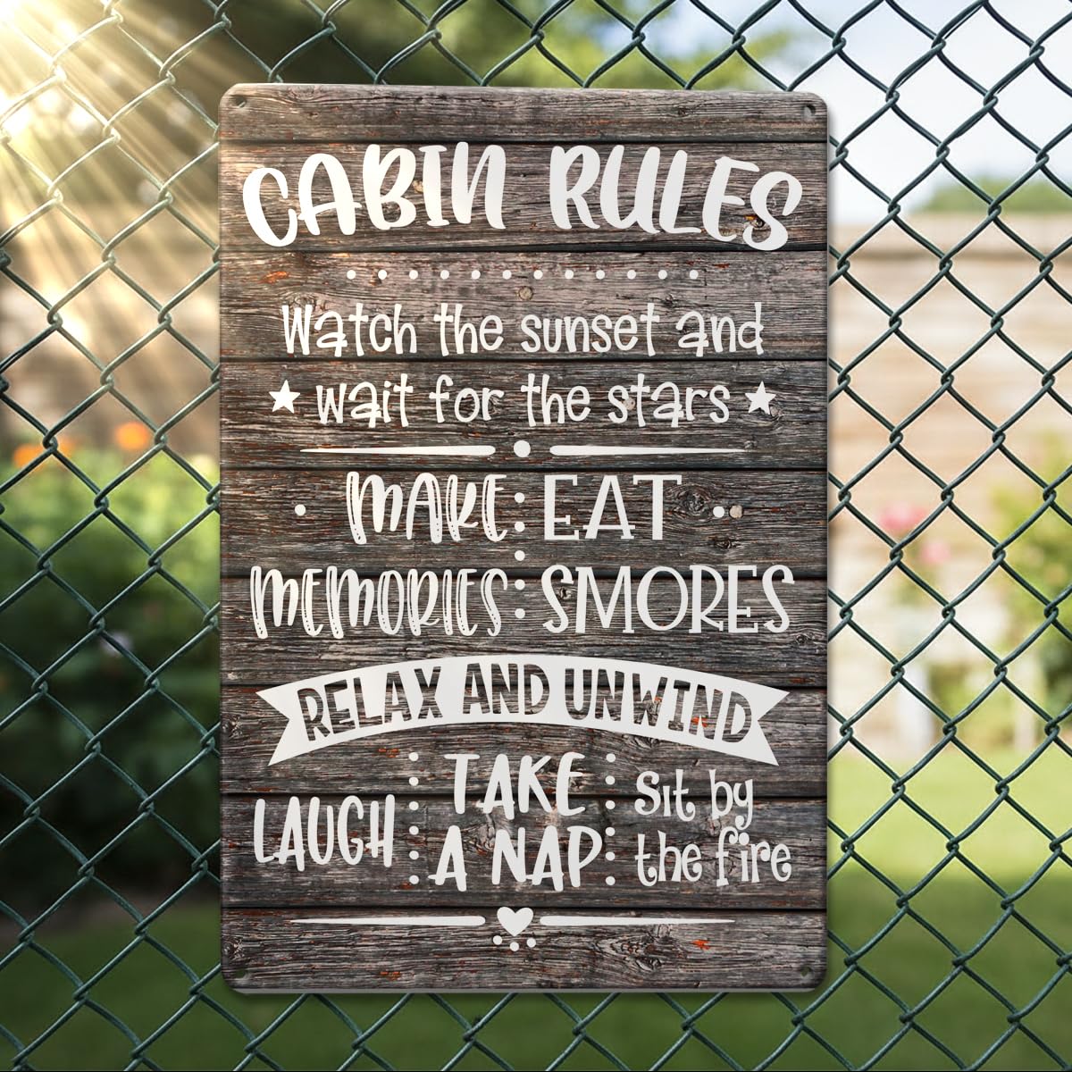 Cabin Rules Funny Metal Tin Sign Housewarming Gift Birthday Gift for Women Men N