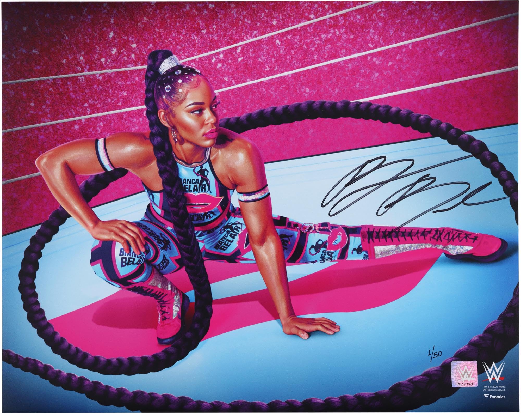 Bianca Belair WWE Autographed 16" x 20" Photo Print - Art by Brian Konnick - Lim