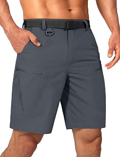 Mens Cargo Hiking Shorts Water Resistant Quick Dry Lightweight Breathable Tactical Shorts with Nylon Belt