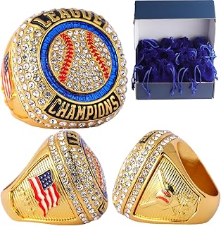 TOPSPORTSJEWELRY Sports Awards 12 pcs Pack Baseball League Champions & Finalist Trophy Ring Size 9.5 Baseball Awards Players Prize