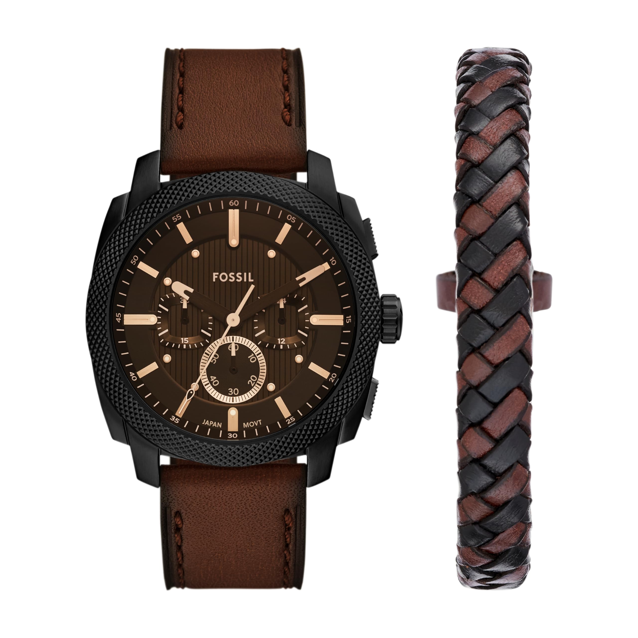 Fossil Men's Machine Chronograph Stainless Steel Watch, Silver/Black