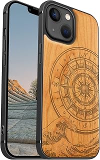Carveit Magnetic Case for iPhone 13 Mini Protective Case [Artistic Cherry] [Soft TPU Bumper] Phone Case Compatible with 13mini Magsafe Case (Compass Kanagawa Waves)