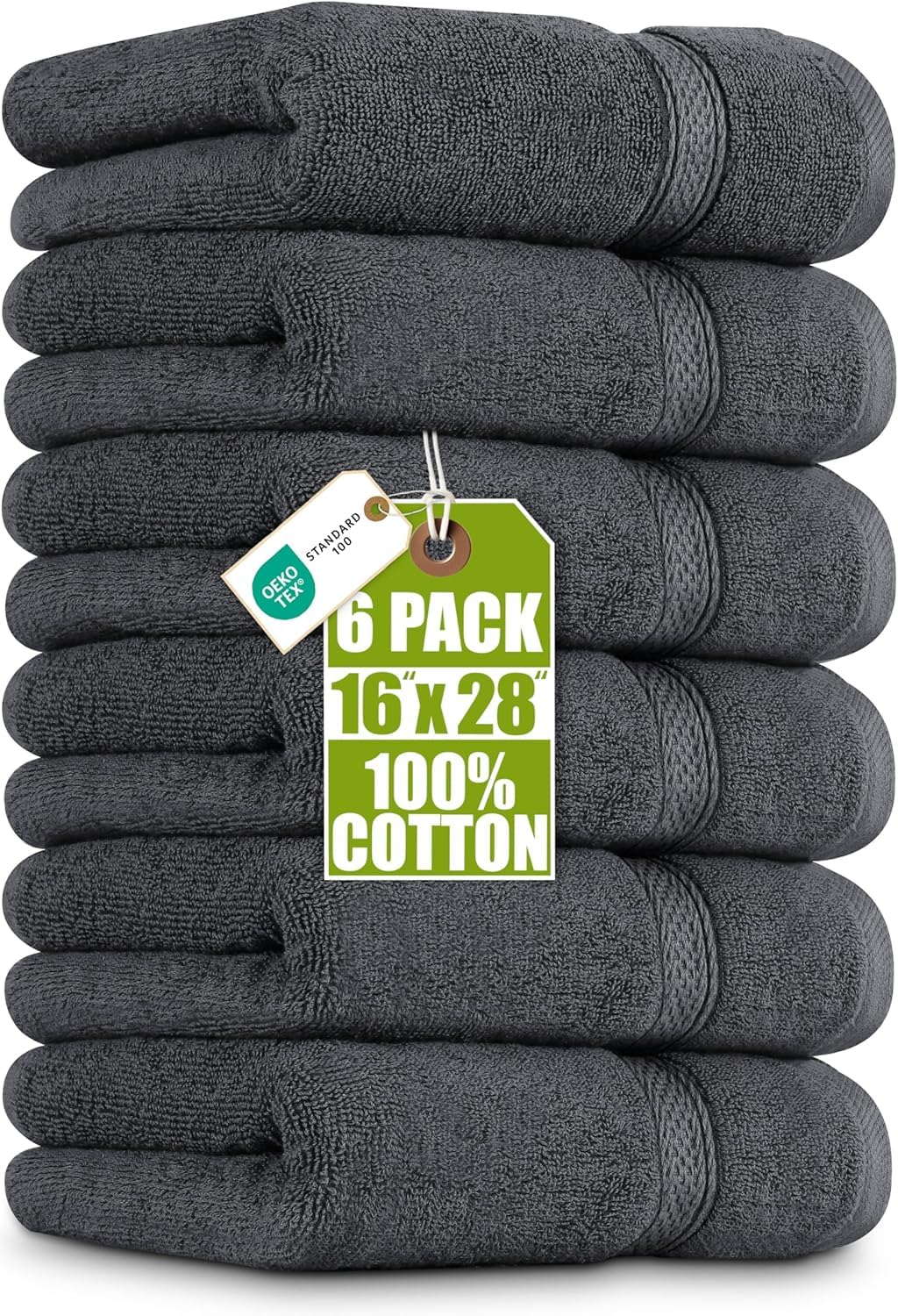 Utopia Towels Premium Hand Towels 41 x 71 cm, 6-Pack Grey | 100% Combed Ring Spu