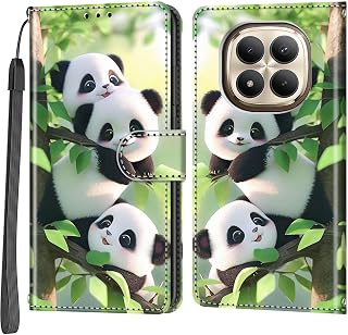 Cover for Xiaomi Redmi Note 15 Pro Plus 5G PU Leather Case [Kickstand] [Magnetic Closure] [Card Slots] Wallet Flip Case for Redmi Note 15 Pro Plus 5G, Panda