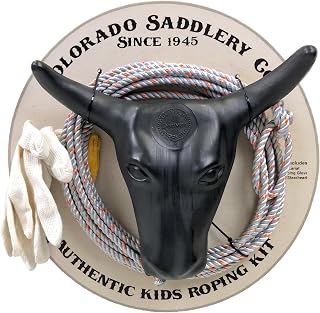 The Colorado Saddlery Junior Roping Kit | Complete Kids Rodeo Set | Practice Dummy Steer Head, Rope, Gloves, Stakes | Durable Training Rope | Beyond Toys