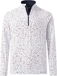 M MAELREG Quarter Zip Golf Pullover Men Dry Fit Long Sleeve Performance Wicking 1/4 Zip Full Print Pullover Mens Sweatshirt