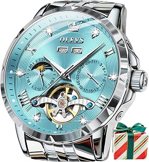 OLEVS Mens Automatic Mechanical Tourbillon Watches Stainless Steel Waterproof Luminous Luxury Wrist Watches