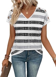 XIEERDUO Womens Tops T Shirts for Women UK Rolled Sleeve V Neck Ladies Blouses Tunic Tops Casual Curved Hem Office Wear