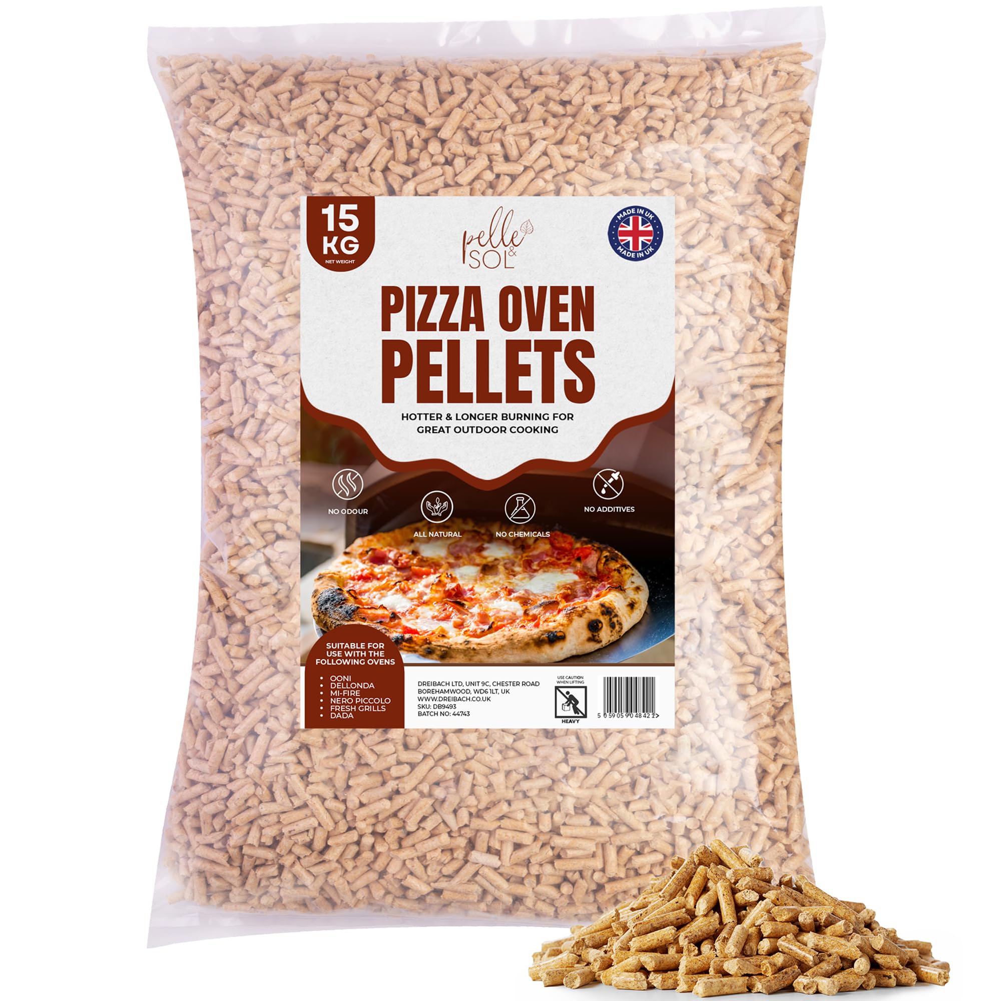 Pelle & Sol Wood Pellets 15kg - Premium Fuel for Pizza Ovens, Grills & BBQs | Hi