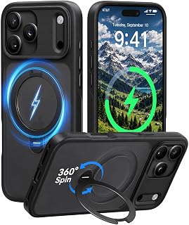 CASEKOO Serene Black for iPhone 18 Pro Max Case with 360Spin Magnetic Stand