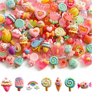 Slime Charms Set, Non-Repeating Cute Mini Flatback Resin Embellishments | Kawaii Macaron Styles Bulk for Junk Case Phone Nail Scrapbooking DIY Crafts Making